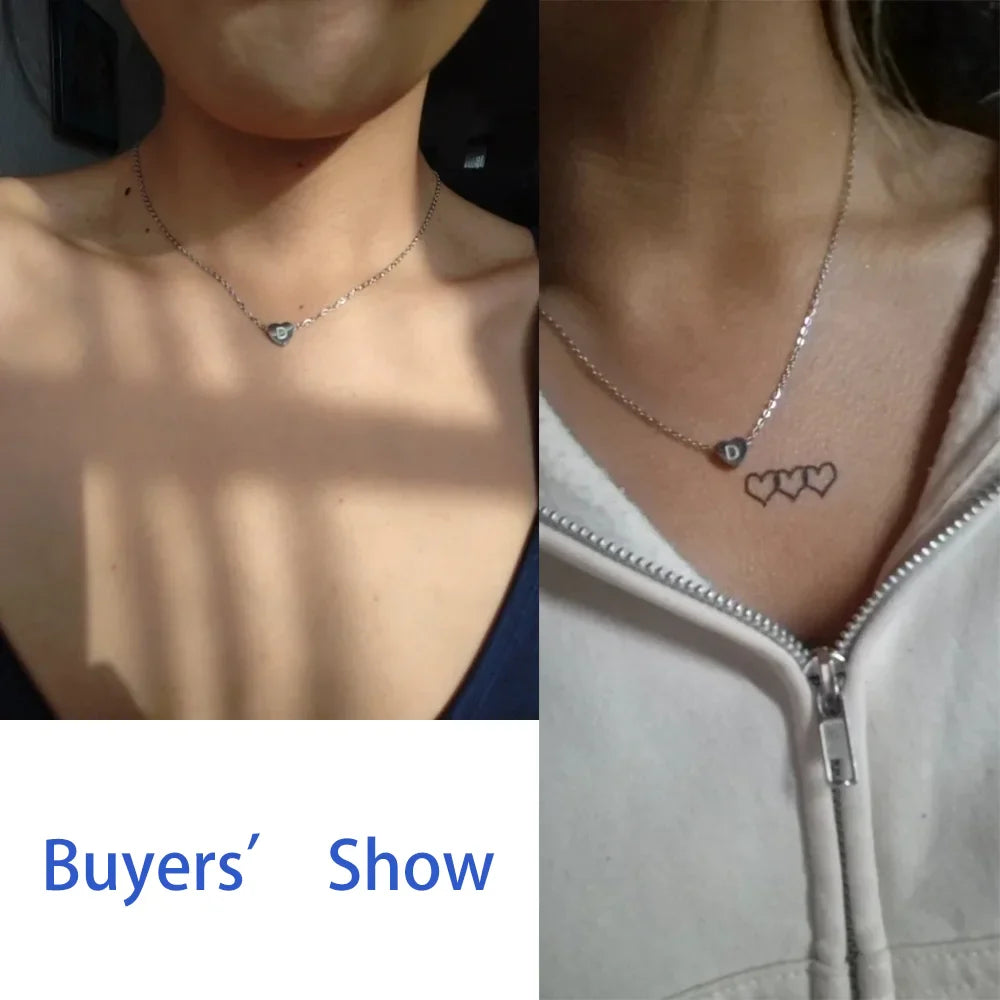 Stainless Steel Initial Letter Heart Pendant Necklaces for Women Choker Chain Jewelry Birthday Mother's Day