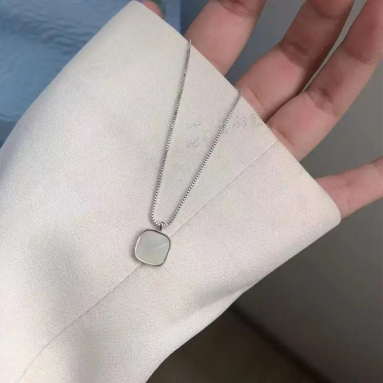 Stainless Steel Necklaces Black Exquisite Minimalist Square Pendant Choker Chains Fashion Necklace For Women Jewelry Party Gifts-Dollar Bargains Online Shopping Australia