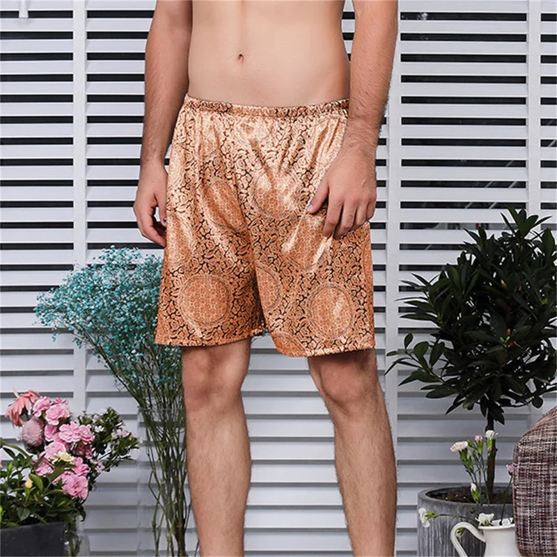 Men Casual Home Nightwear Satin Pajamas Shorts Pyjamas Sleep Bottoms Boxers Short Pants Lounge Homewear-Dollar Bargains Online Shopping Australia