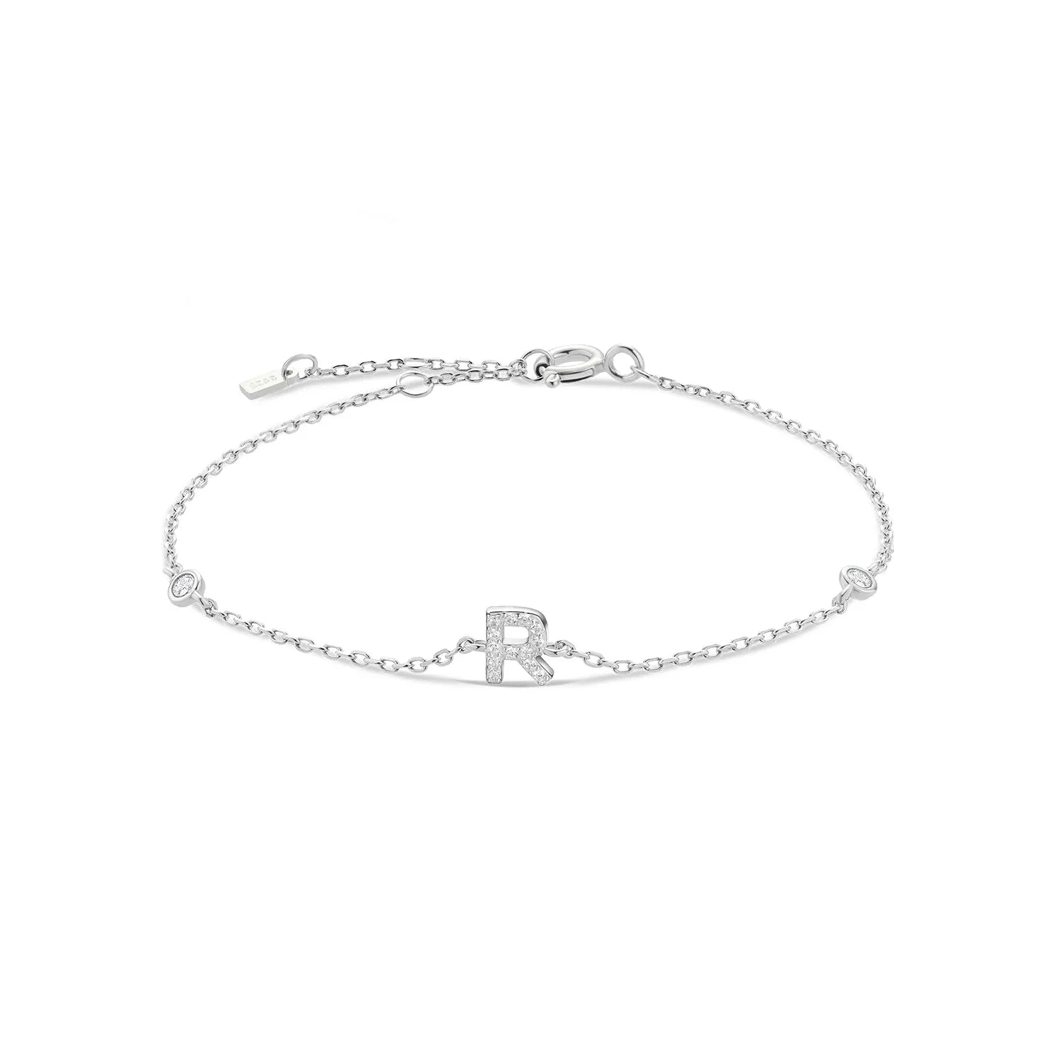 Silver Monogram Letter Initial Charm Chain Bracelet Luxury Wedding Crystal Fine Jewelry-Dollar Bargains Online Shopping Australia