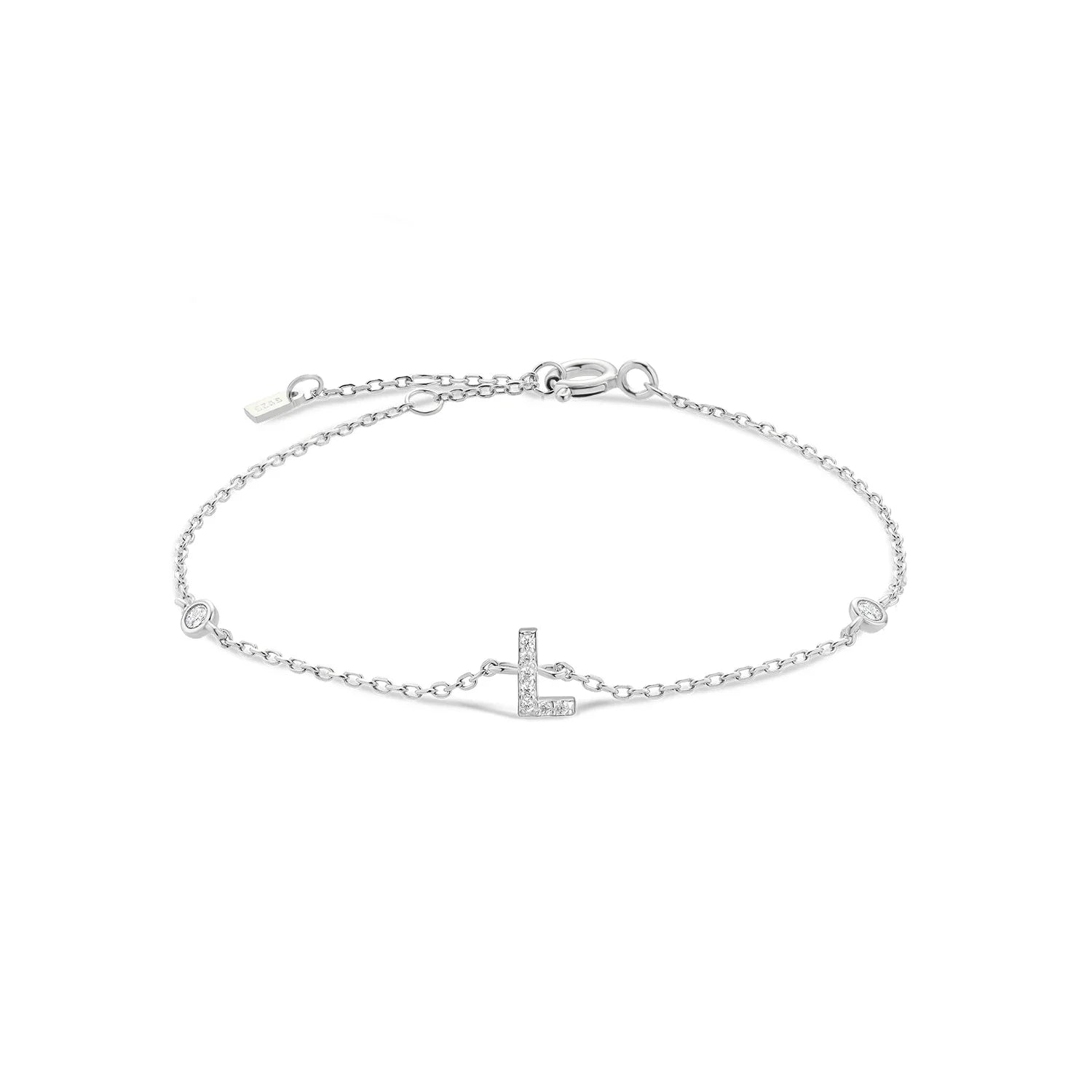 Silver Monogram Letter Initial Charm Chain Bracelet Luxury Wedding Crystal Fine Jewelry-Dollar Bargains Online Shopping Australia