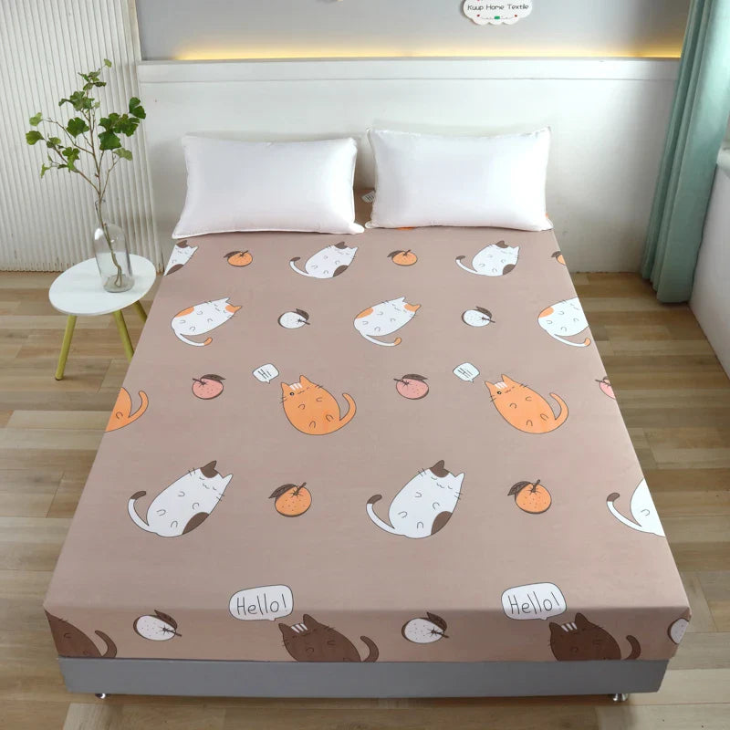 Cartoon Bear Bedding Fitted Sheet Only(no pillowcase) Elastic Band Around Mattress Cover King Size Bed Cover