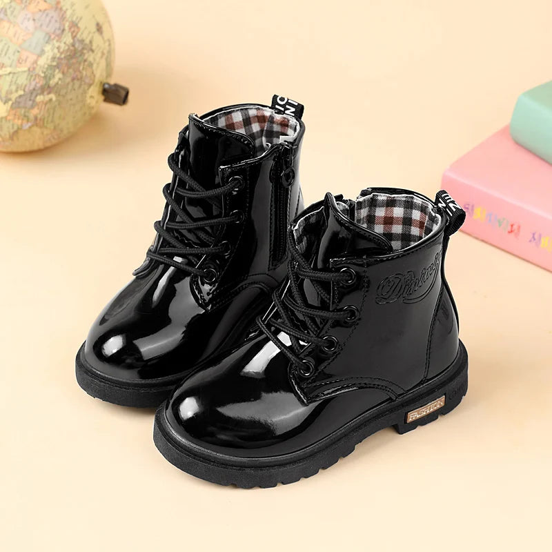 Children Shoes PU Leather Waterproof Plush Boots Kids Snow Boots Brand Girls Boys Casual Boots Fashion Sneakers