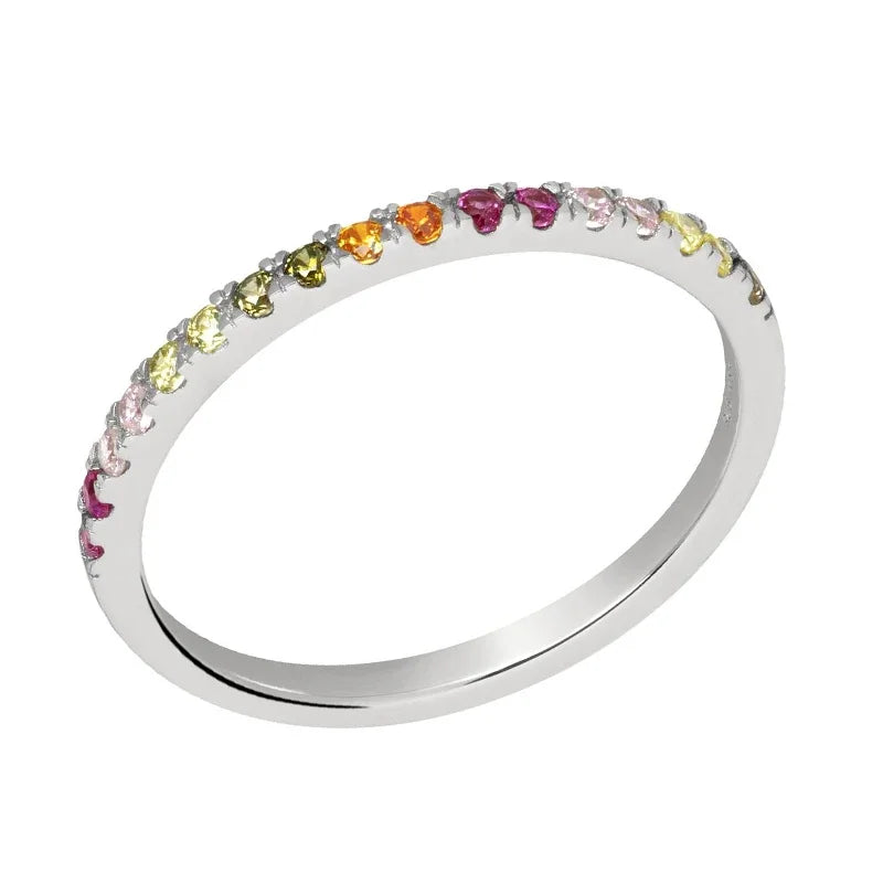 Silver Multicolor Crystal Rings Turquoise Engagement Wedding Promise Ring Party Jewelry Gifts-Dollar Bargains Online Shopping Australia