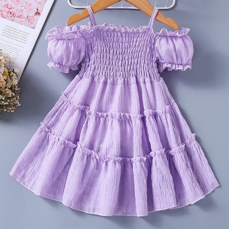 Girls Dress Style Bud Sleeve Splicing Cake Skirt For Kid Princess Skirt-Dollar Bargains Online Shopping Australia