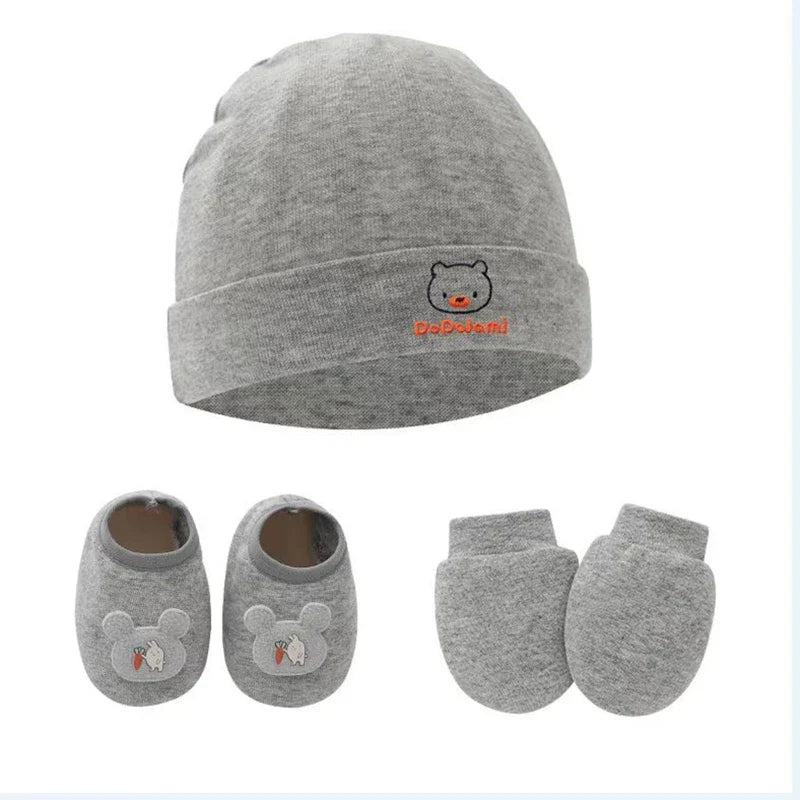 Baby Anti Scratching Gloves Hat Foot Cover Set Soft Cotton Newborn No Scratch Mittens Socks Beanies Cap Nightcap-Dollar Bargains Online Shopping Australia