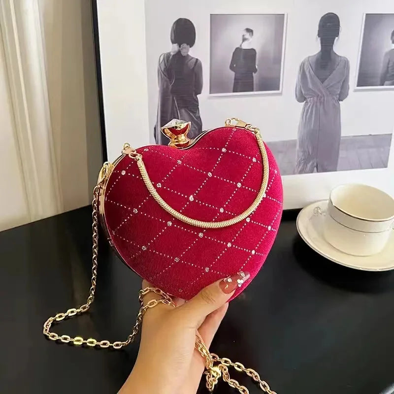 Heart Shape Handbag Womens Red Wedding Purse Evening Party Hand Bags Cute Chain Crossbody Bags Heart Shaped Bag-Dollar Bargains Online Shopping Australia