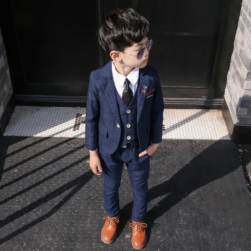 Baby Boys Wedding Party Costumes Blazer Vest Pants Children's Formal Suits Baptism Dress Kids Teenage Ceremony Suit Clothes Set