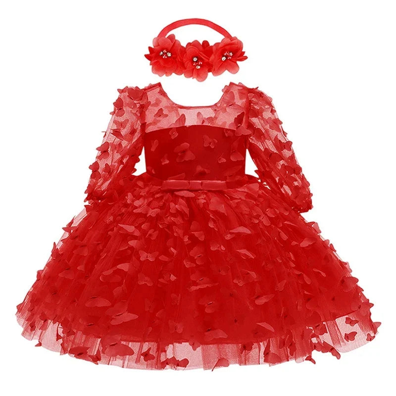 Newborn Dress Flowers Mesh Fashion Party Little Princess Baby Dress Christmas Birthday Gift Kids Clothes-Dollar Bargains Online Shopping Australia