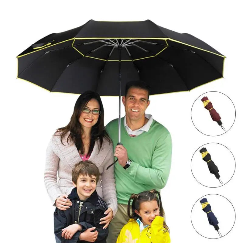 130cm Large Double Layer Umbrella Men Woman Windproof Paraguas Male Sun Umbrella Outdoor 3 Floding Big Rain Parapluie
