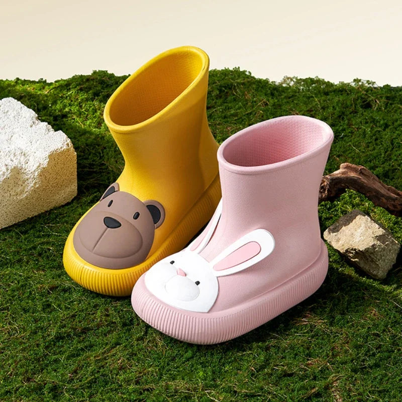 Children Rain Boots Cartoon Rain Shoes Waterproof Boys Girls Non-Slip Rubber Shoes Rabbit Bear Baby Boots-Dollar Bargains Online Shopping Australia