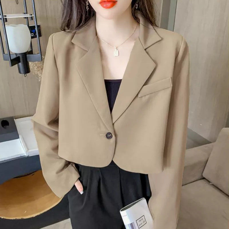 Long Sleeve Button Up Suit Jacket Woman Elegant All Match Office Blazer Female-Dollar Bargains Online Shopping Australia