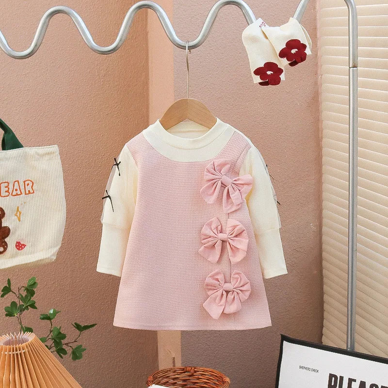 Girls Dress Princess Dress Spring Baby's First Birthday Party Small Fragrant Bowknot Dress-Dollar Bargains Online Shopping Australia