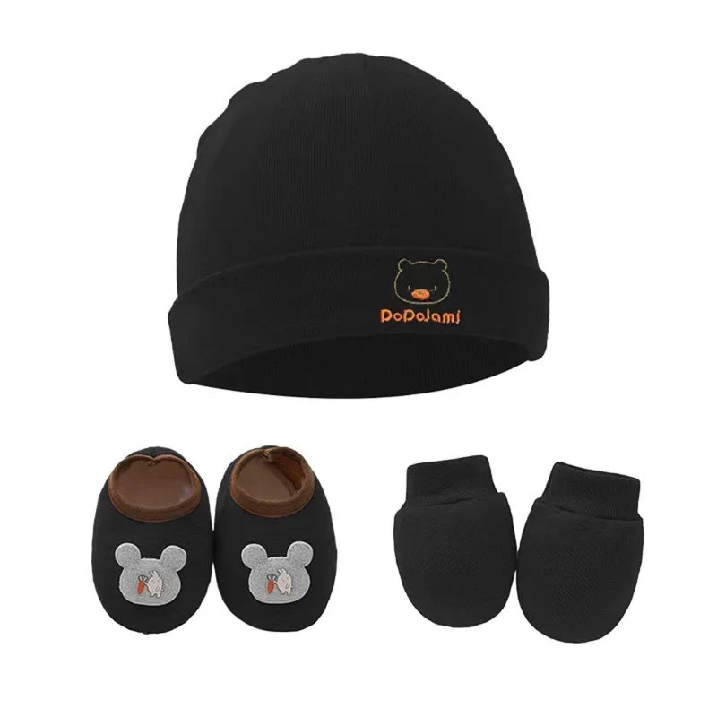 Baby Anti Scratching Gloves Hat Foot Cover Set Soft Cotton Newborn No Scratch Mittens Socks Beanies Cap Nightcap-Dollar Bargains Online Shopping Australia