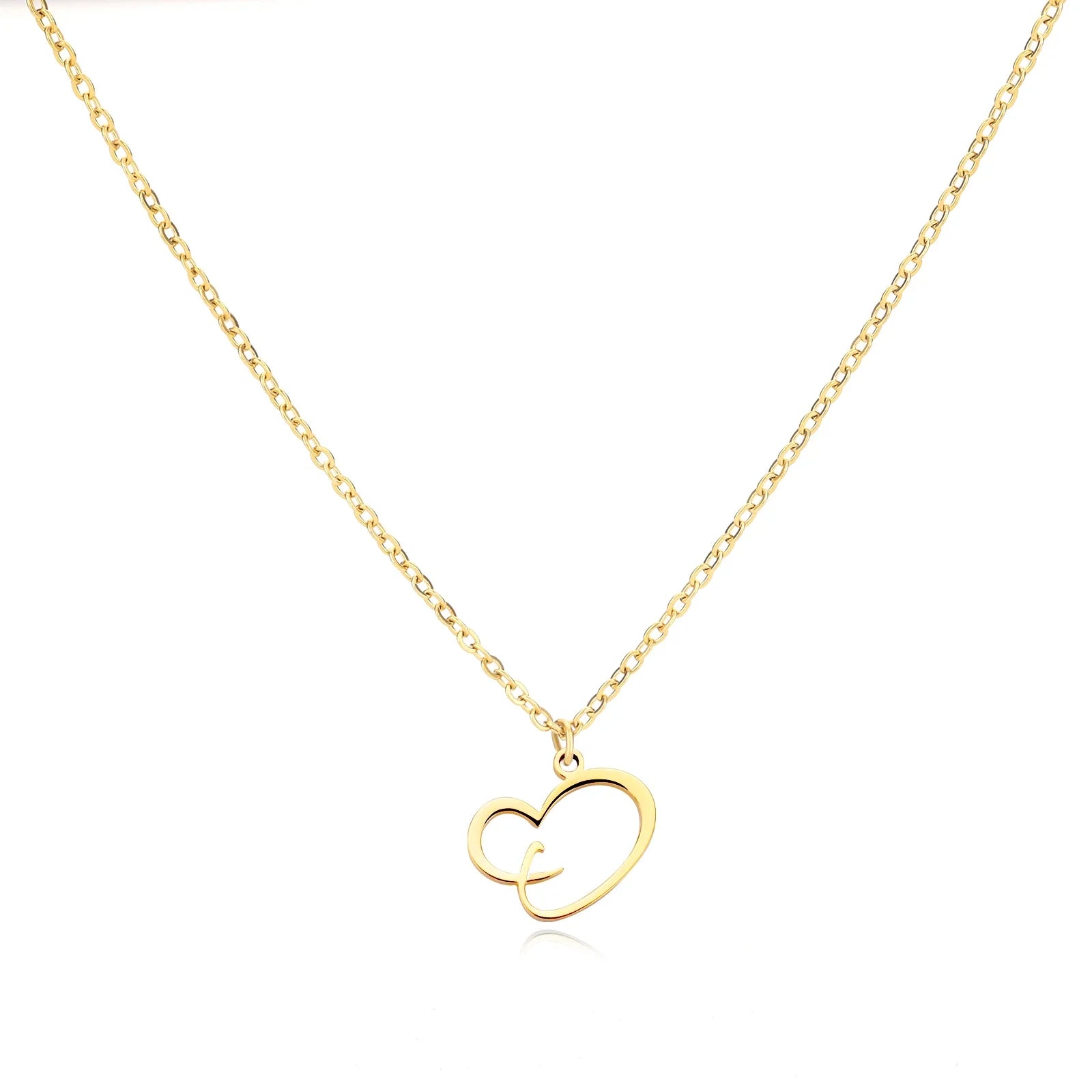 Heart Initial Letter Necklace for Women Gold Color Stainless Steel Necklace Jewelry Wedding Birthday-Dollar Bargains Online Shopping Australia