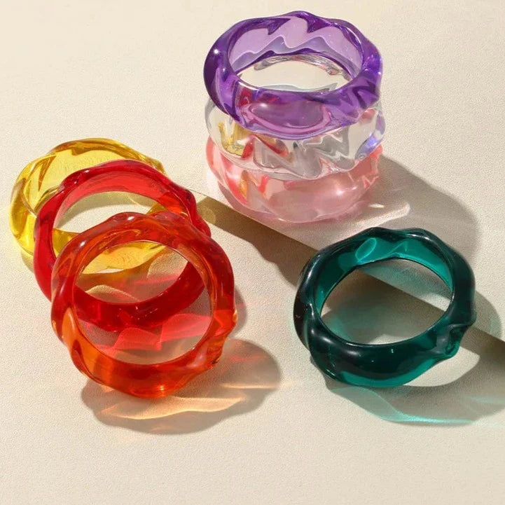 Transparent Resin Acrylic Bangles For Women Geometry Round Bangle Bracelets Charm Thick Simple Party Hand Jewelry-Dollar Bargains Online Shopping Australia