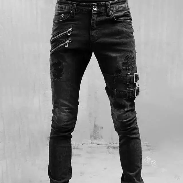 Plus Size Straight Jeans Man Pants Spring Summer Boyfriend Jeans Streetwear Skinny Zips-Dollar Bargains Online Shopping Australia