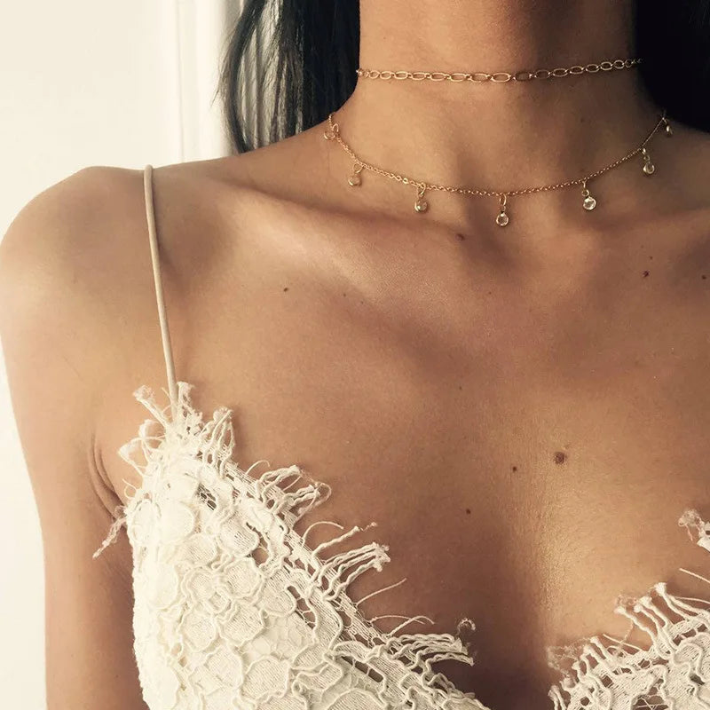 Bohemia Multilayer Crystal Butterfly Pendant Necklaces Women Hollow Heart Choker Necklace Fashion Jewelry Party-Dollar Bargains Online Shopping Australia