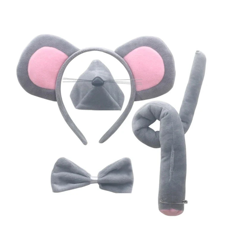 Mouse Costume for Kids-Mouse Ears Headband Tail Bowtie Tail Nose Gloves Tutu Skirt Animal Cosplay Accessories-Dollar Bargains Online Shopping Australia
