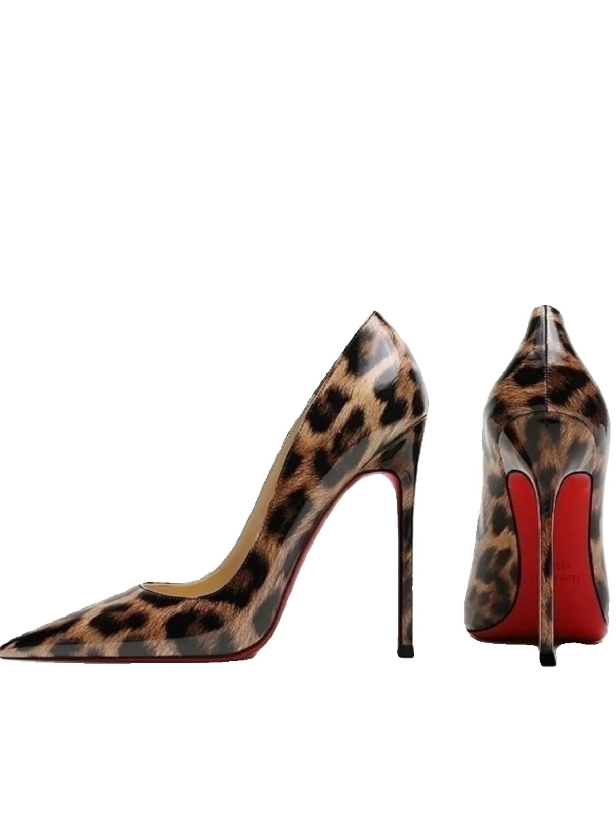 Leopard print high heels for womens sexy pointed side airshallow mouth versatile red sole single shoes