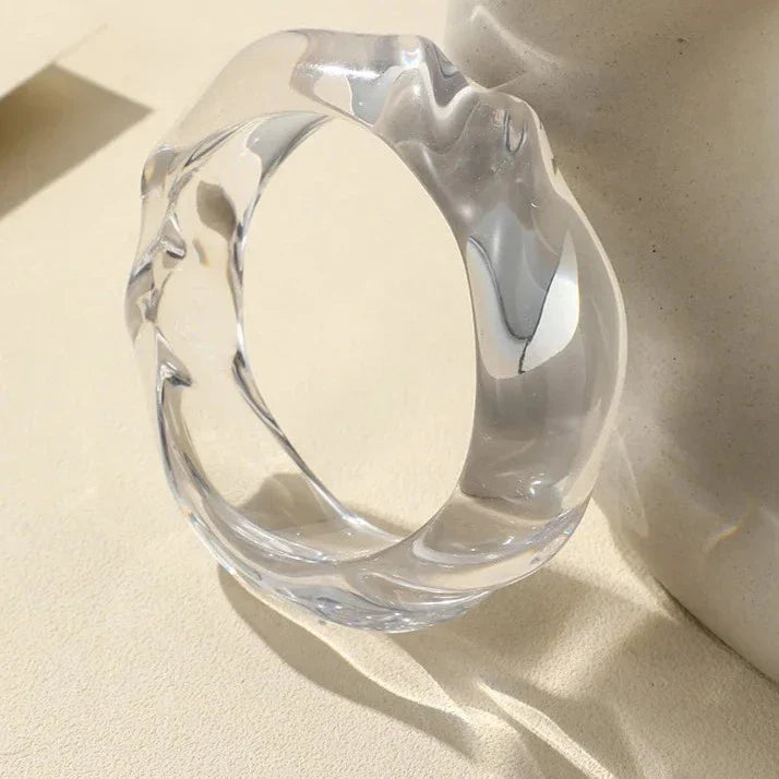 Transparent Resin Acrylic Bangles For Women Geometry Round Bangle Bracelets Charm Thick Simple Party Hand Jewelry-Dollar Bargains Online Shopping Australia