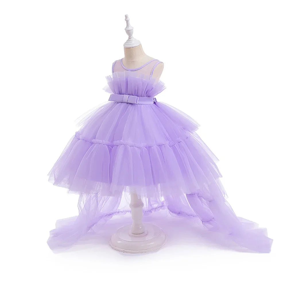 Baby Girl Tulle Trailing White Baptism Dresses Princess Bow Party Wedding Birthday Bridesmaid Dress First Communion Gown-Dollar Bargains Online Shopping Australia