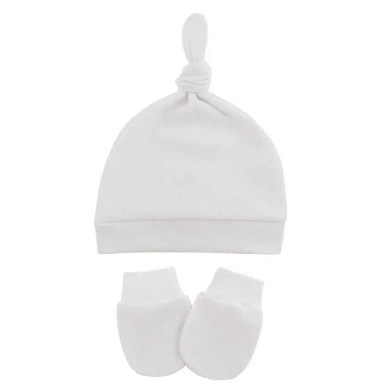 Newborn Baby Hat With Gloves Cotton Bonnet Baby Beanie For Girls Spring Soft Infant Cap Boy Toddler Accessories Gift-Dollar Bargains Online Shopping Australia