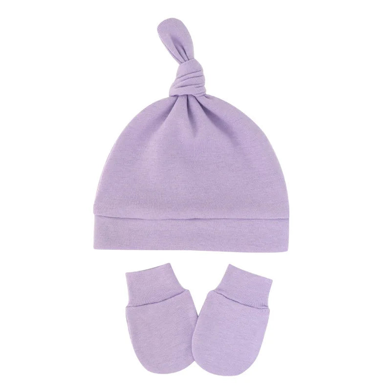 Newborn Baby Hat With Gloves Cotton Bonnet Baby Beanie For Girls Spring Soft Infant Cap Boy Toddler Accessories Gift-Dollar Bargains Online Shopping Australia