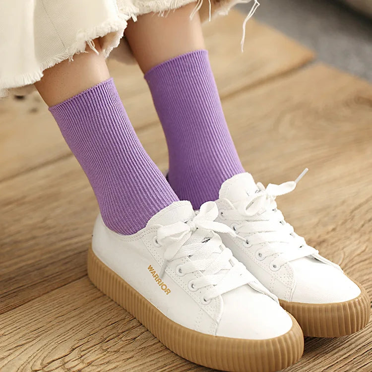 Harajuku Retro Women Lady Cotton Loose Socks Winter In Tube Korean