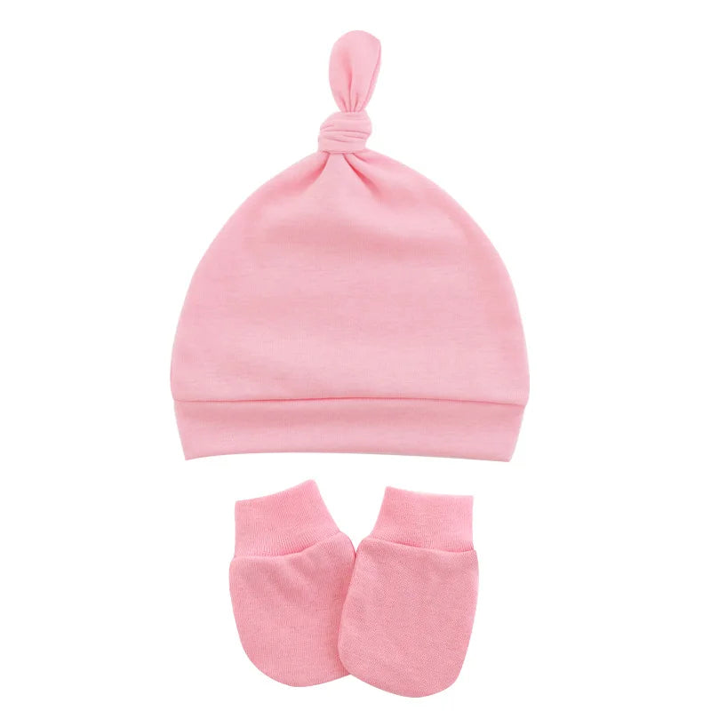 Newborn Baby Hat With Gloves Cotton Bonnet Baby Beanie For Girls Spring Soft Infant Cap Boy Toddler Accessories Gift-Dollar Bargains Online Shopping Australia