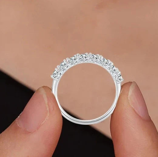 Round Moissanite Ring 925 Sterling Silver Eternity Ring Women Engagement Wedding Luxury Band-Dollar Bargains Online Shopping Australia