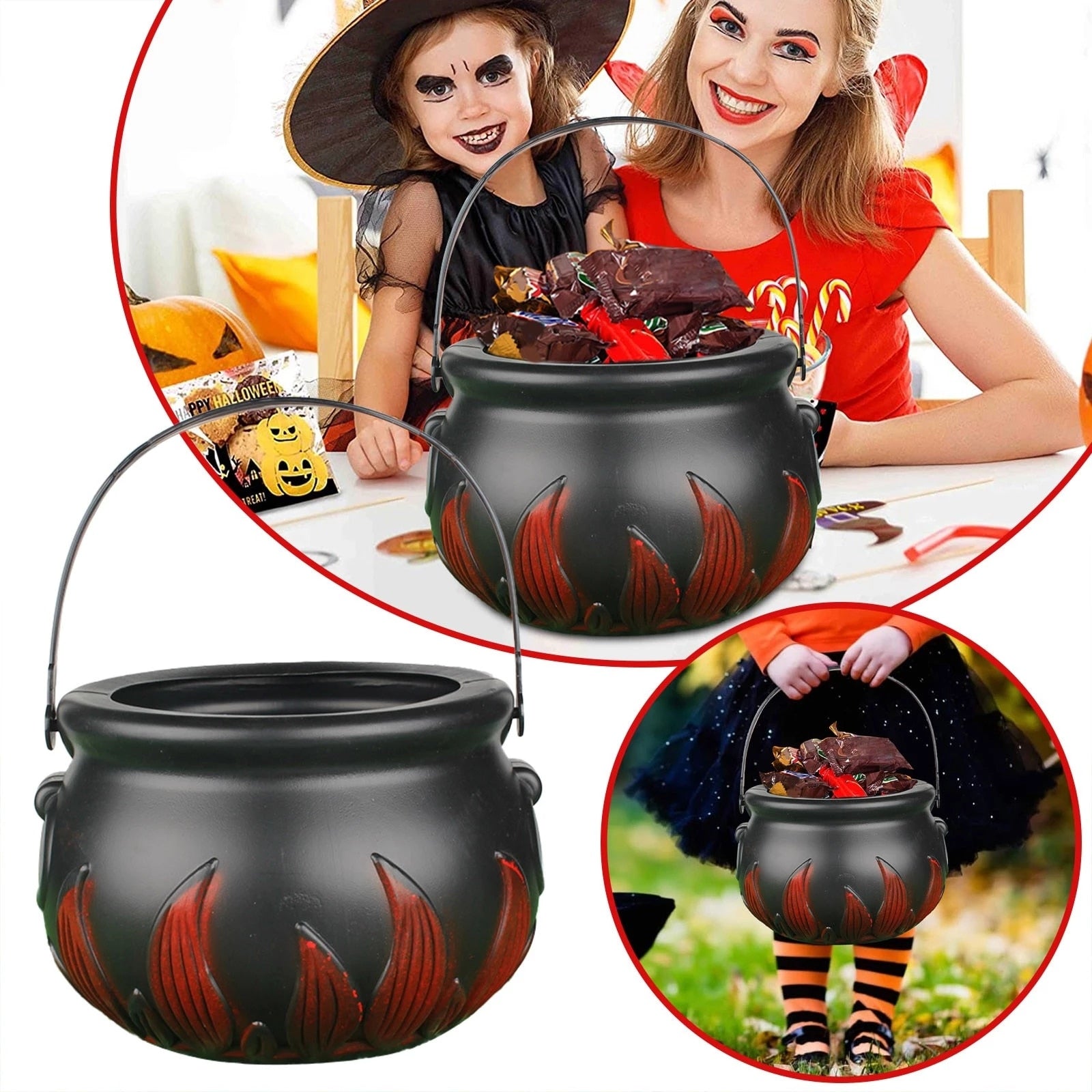 Christmas Candy Bucket Pot Witch Skeleton Cauldron Holder Jar Trick or Treat Christmas Party Decoration Props Kids Toy-Dollar Bargains Online Shopping Australia
