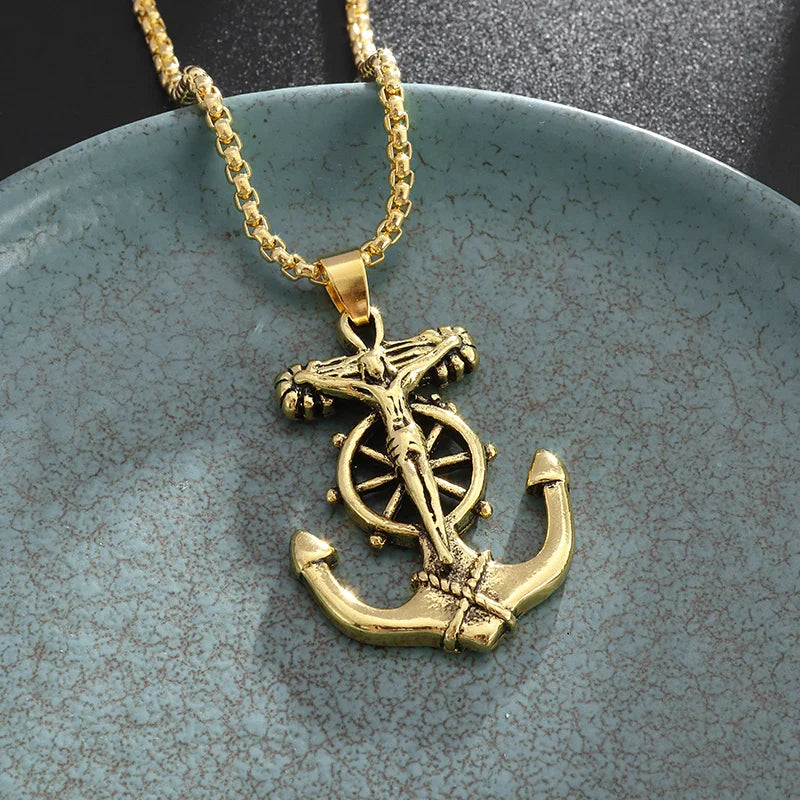 Anchor Pendant Necklace Men Women Creative Design Religious Power Amulets Jewelry Accessories