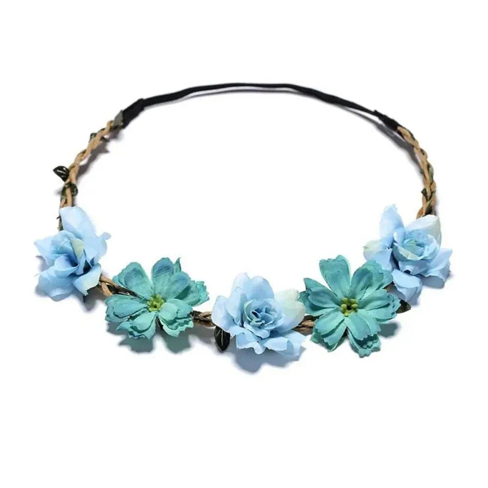 Pink Flowers Crown Festival Headpiece Women Hair Accessories Headdress Girl Baby Crown Floral Garland Wedding Floral Headwear-Dollar Bargains Online Shopping Australia