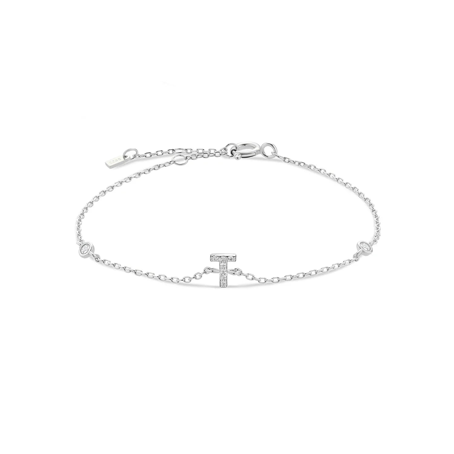 Silver Monogram Letter Initial Charm Chain Bracelet Luxury Wedding Crystal Fine Jewelry-Dollar Bargains Online Shopping Australia