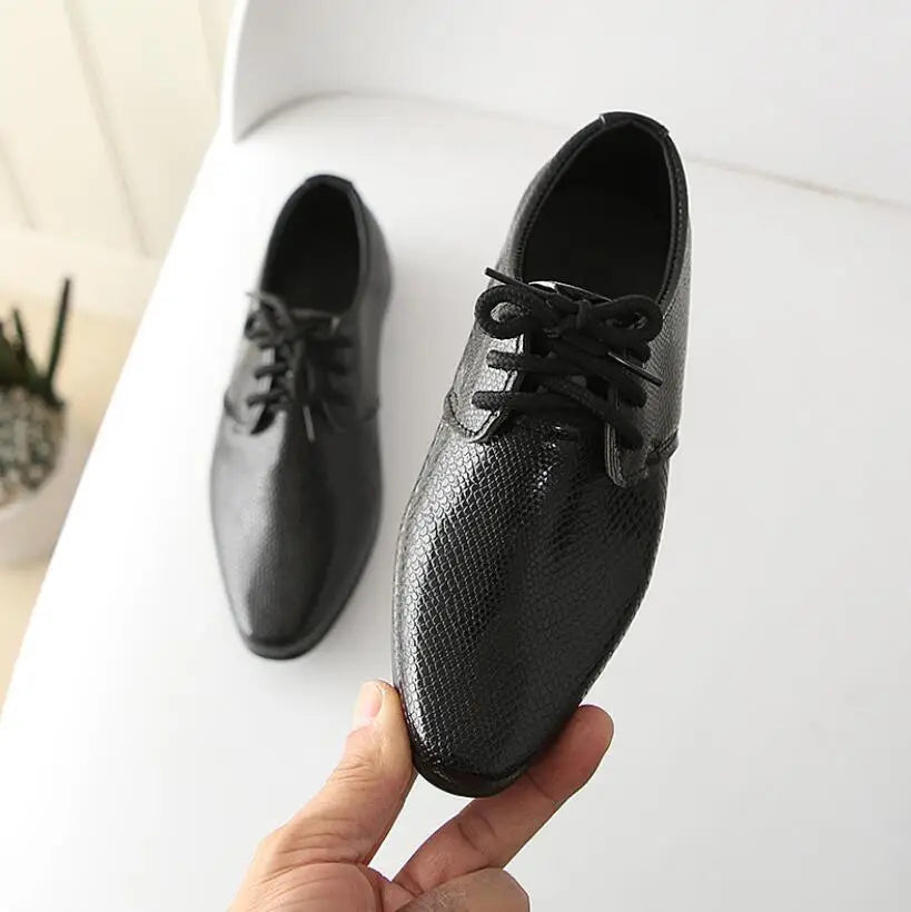 Kids Leather Wedding Dress Shoes for Boys Brand Children Black Wedding