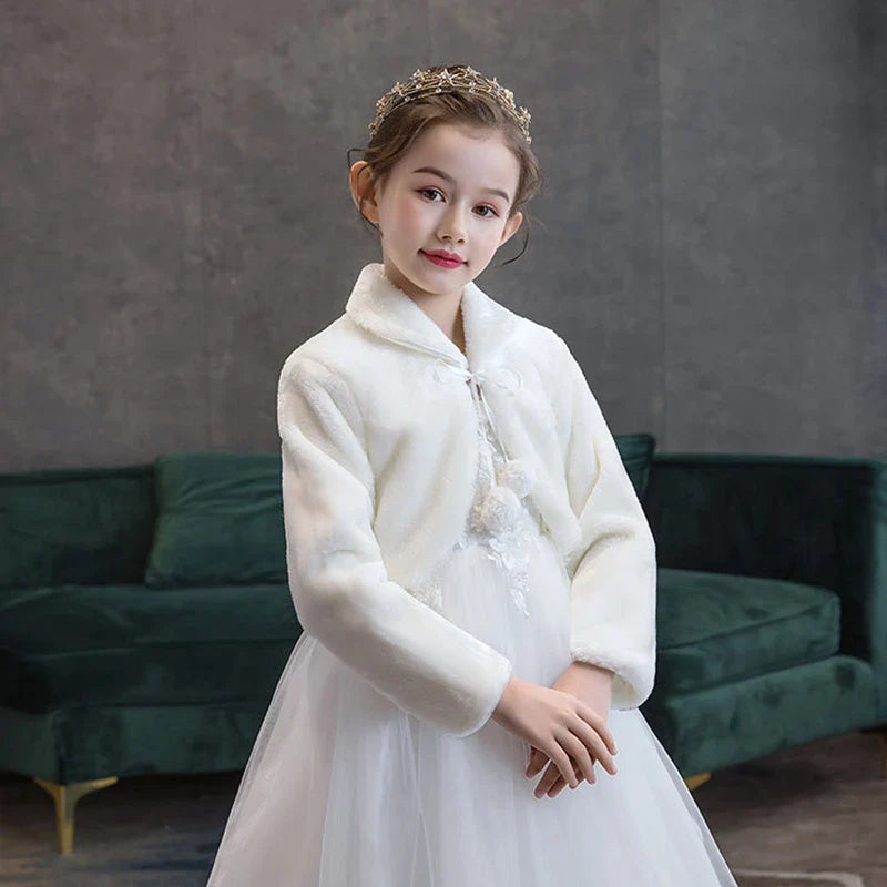 Girls Plush Jacket Keep Warm Little Princess Cloak Long Sleeve Shawl Christmas Birthday Party New Kids Clothes-Dollar Bargains Online Shopping Australia