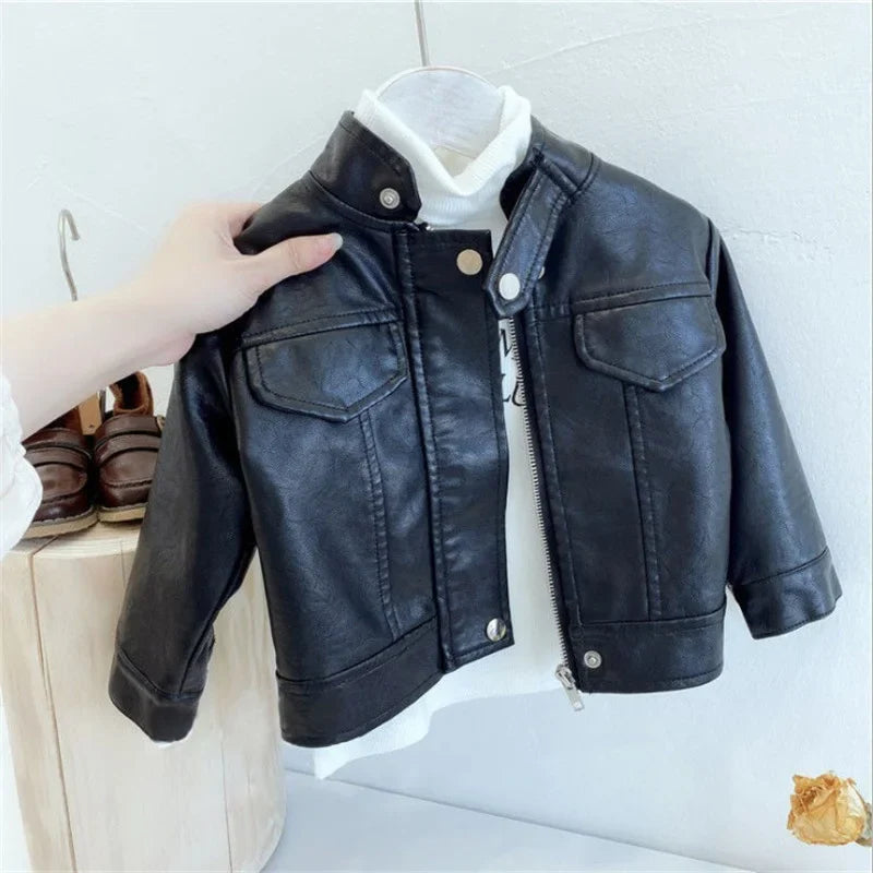 Boys Leather Jackets Classics Handsome Baby Boy Pu Outerwear Kids Clothing Zipper Fly Coats-Dollar Bargains Online Shopping Australia