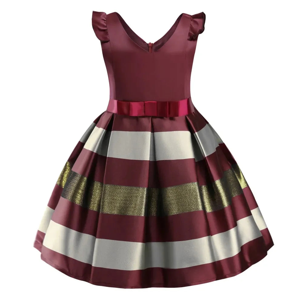 Baby Girls Striped Dress For Girls Formal Wedding Party Dresses Kids Princess Christmas Dress Costume Children Girls Clothing-Dollar Bargains Online Shopping Australia