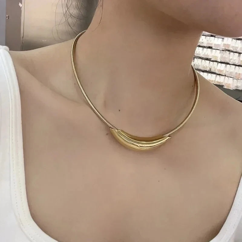 Metallic Stainless Steel Silver Plated Gold Color Choker Necklace For Women Girl Gift-Dollar Bargains Online Shopping Australia