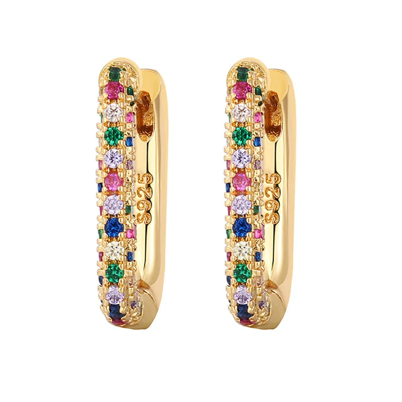 Gold Filled Stud Earrings Set For Women Ear Cuffs Colorful Zircon Dangle Hoop Earrings Fashion Party Jewelry-Dollar Bargains Online Shopping Australia