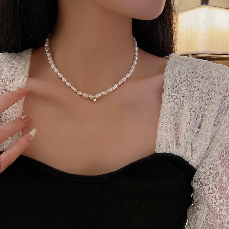 Wedding Party Pearl Bow Pendant Choker Necklace For Women Elegant White Imitation Pearl Chain-Dollar Bargains Online Shopping Australia