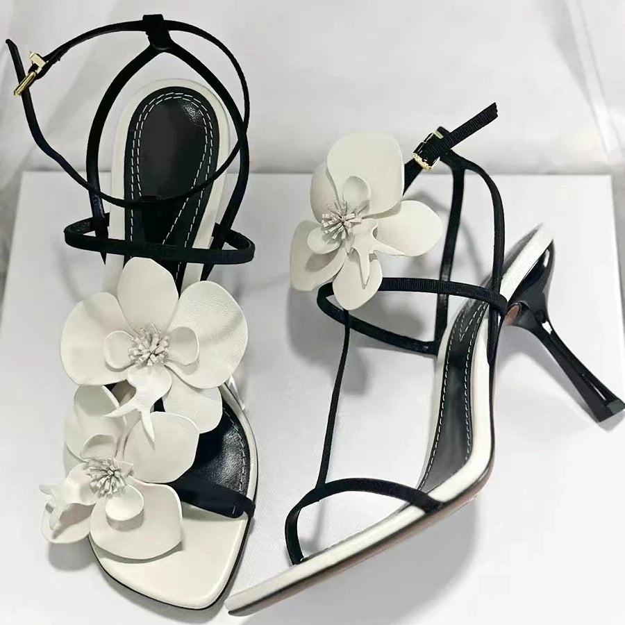 Flower Luxury Designer High Heels Women Fashion Sandals Female Slingback Sandals Women Brand Party Dress Shoes Pumps-Dollar Bargains Online Shopping Australia