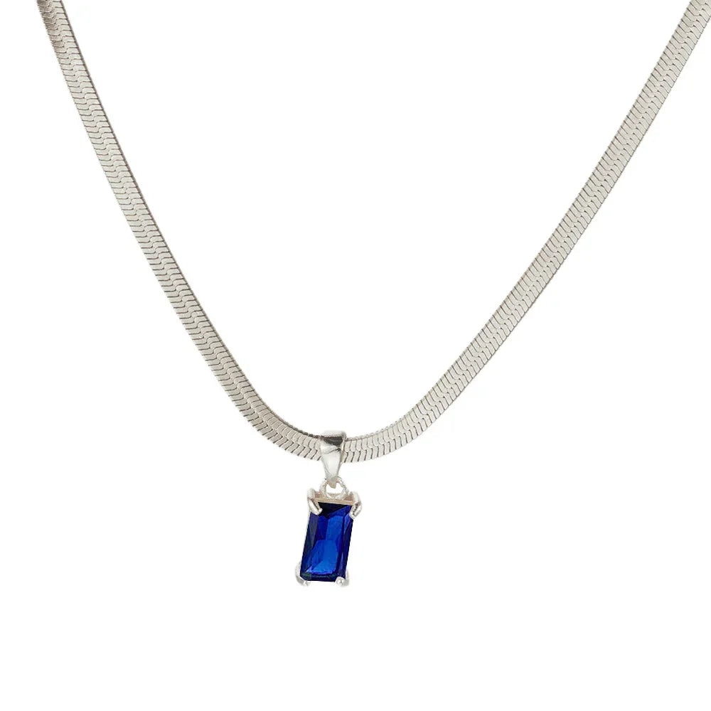 Squares Crystal Pendant Necklace for Women Dazzling CZ Gold Color Stainless Steel Choker Snake Chain on Neck Jewelry-Dollar Bargains Online Shopping Australia