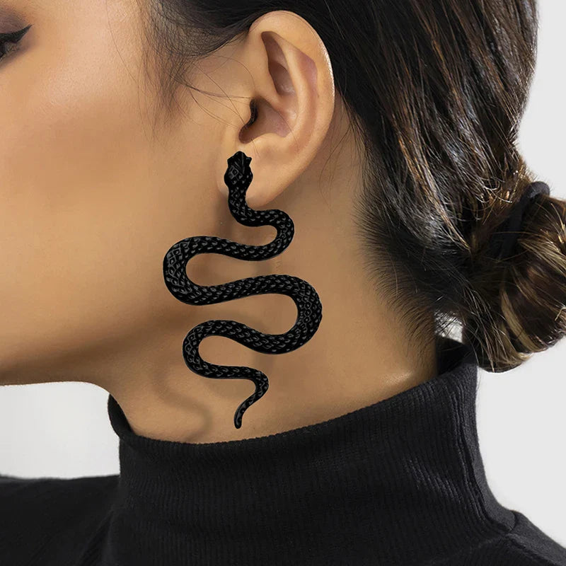 Avant-garde Sexy and Exaggerated Halloween Snake Shaped Earrings for Women Fashion Gothic Personalized Trend Girl Rock Jewelry-Dollar Bargains Online Shopping Australia