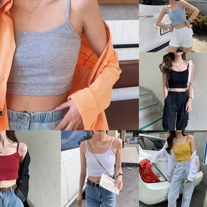 Women Sexy Solid Camis Crop Top Casual Tank Tops Vest Sleeveless Streetwear Club High Street-Dollar Bargains Online Shopping Australia
