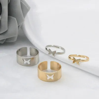 Silver Color Butterfly Rings For Women Men Lover Couple Ring Set Friendship Engagement Wedding Band Open Ring-Dollar Bargains Online Shopping Australia