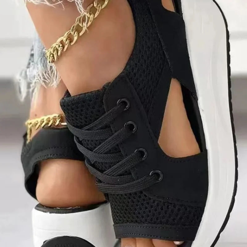 Fashion Women Sandals Summer New Lady Platform Chunky Comfortable Mesh Open Toe Casual Sports Ladies Shoes