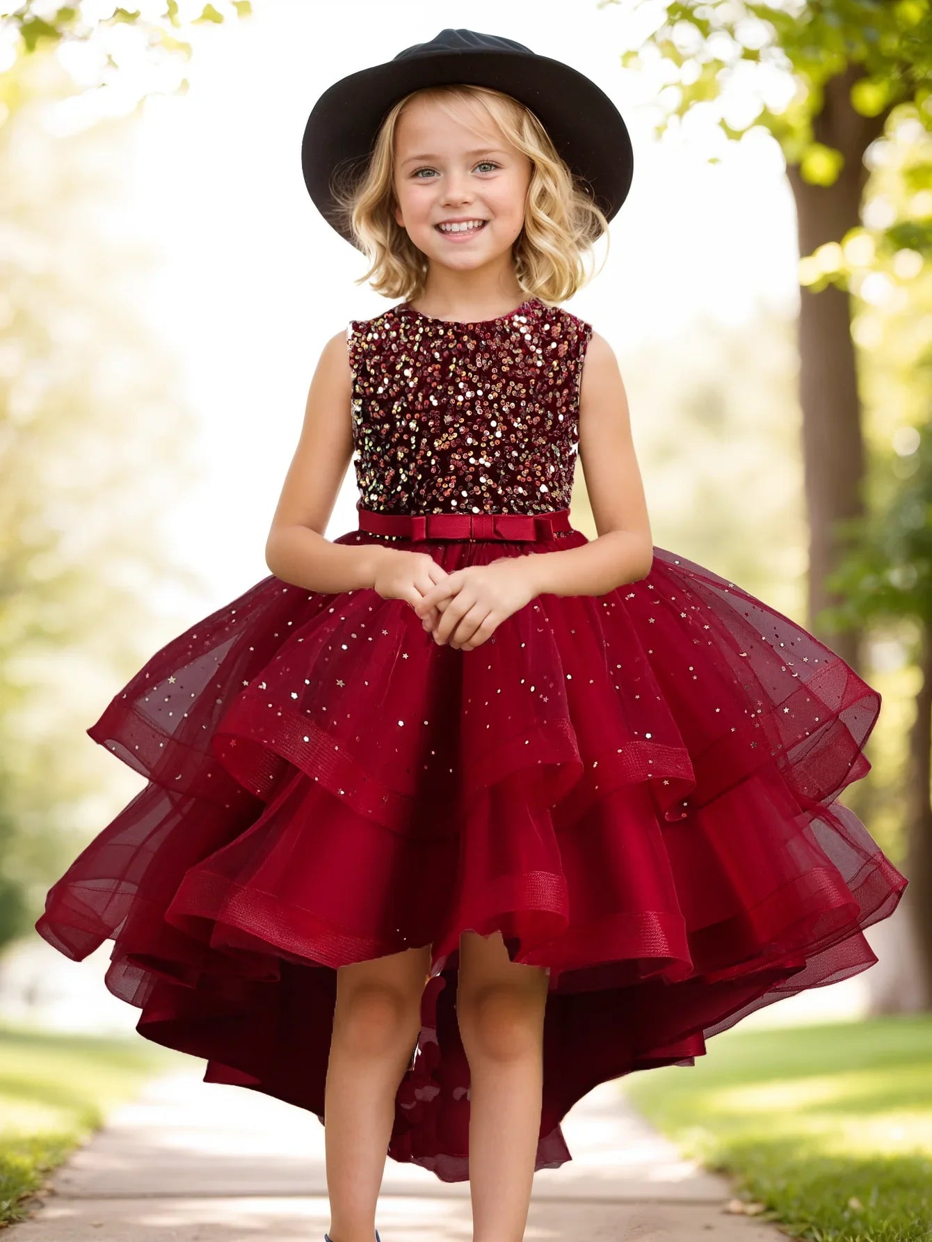 Flower Girls Princess Sequins Baby Wedding Christmas Party Trailing Dress Teenager Children Kids Elegant Vestidos for 3-15Years-Dollar Bargains Online Shopping Australia