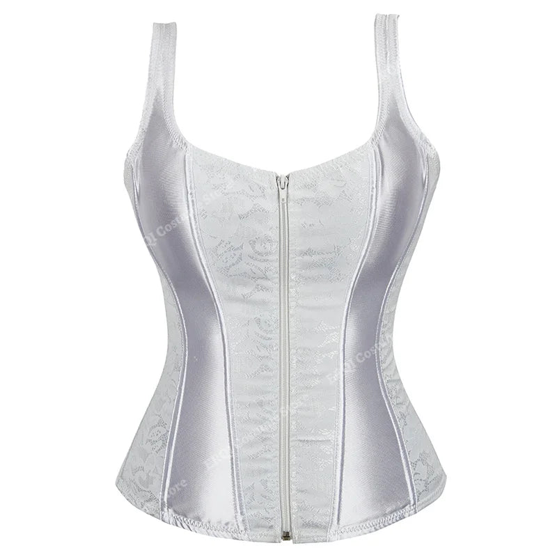 Steampunk Corset with Cup Lingerie Zipper Side Straps Overbust Corset Waist Trainer Bustier Plus Size-Dollar Bargains Online Shopping Australia